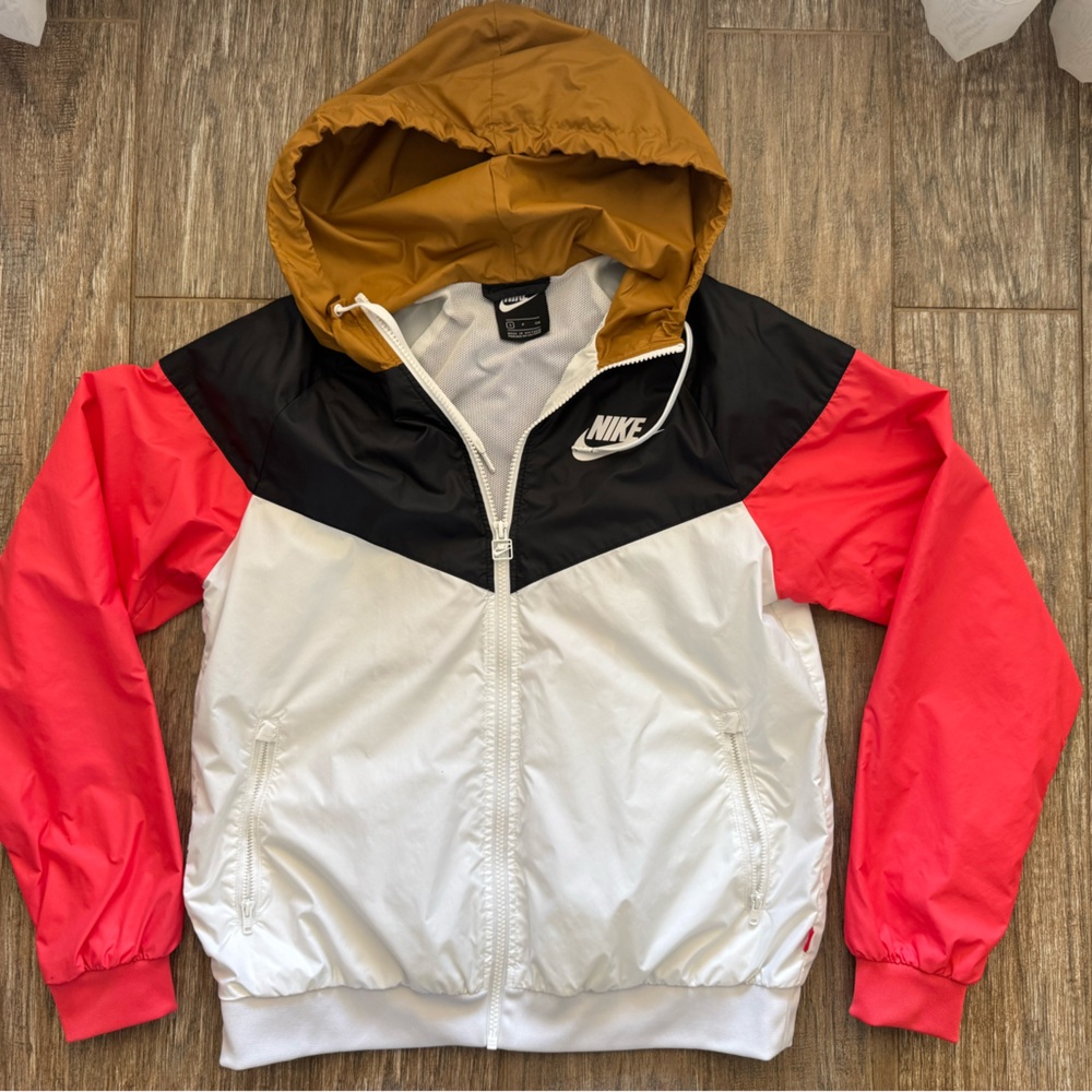 Nike Women’s Small Colorblock Hooded Windbreaker Jacket Zip Pockets